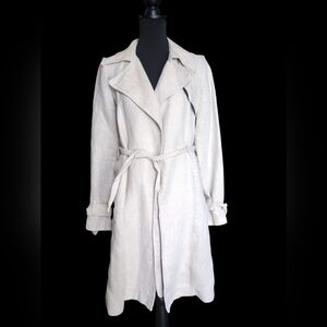 H&M Linen Cream Trench Coat Size 2